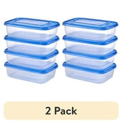 (2 pack) Mainstays Semi Durable Square 5.2cup Plastic Food Storage Container, Made for Family Meals for Easy Serving and Storing
