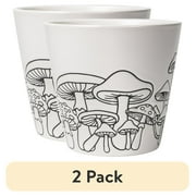 (2 pack) Mainstays 6" x 6" x 5.5" Round White Ceramic Mushroom Plant Planter