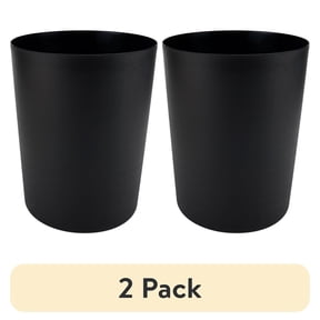 (2 pack) Mainstays 5 Gallon Plastic Wastebasket, Open Top, Matte Black