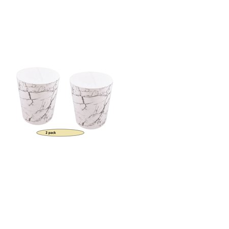 (2 pack) 5 Gallon Trash Can, Plastic Office Trash Can, White Marble