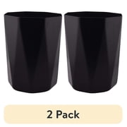 (2 pack) (2 pack) Mainstays Bathroom Trash Can, 5 gal Open-Top Geometric Polypropylene Wastebasket, Black