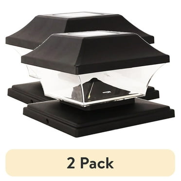 (2 pack) Mainstays 5 Lumen Solar Powered Outdoor Integrated LED Landscape Post Cap Light, Black