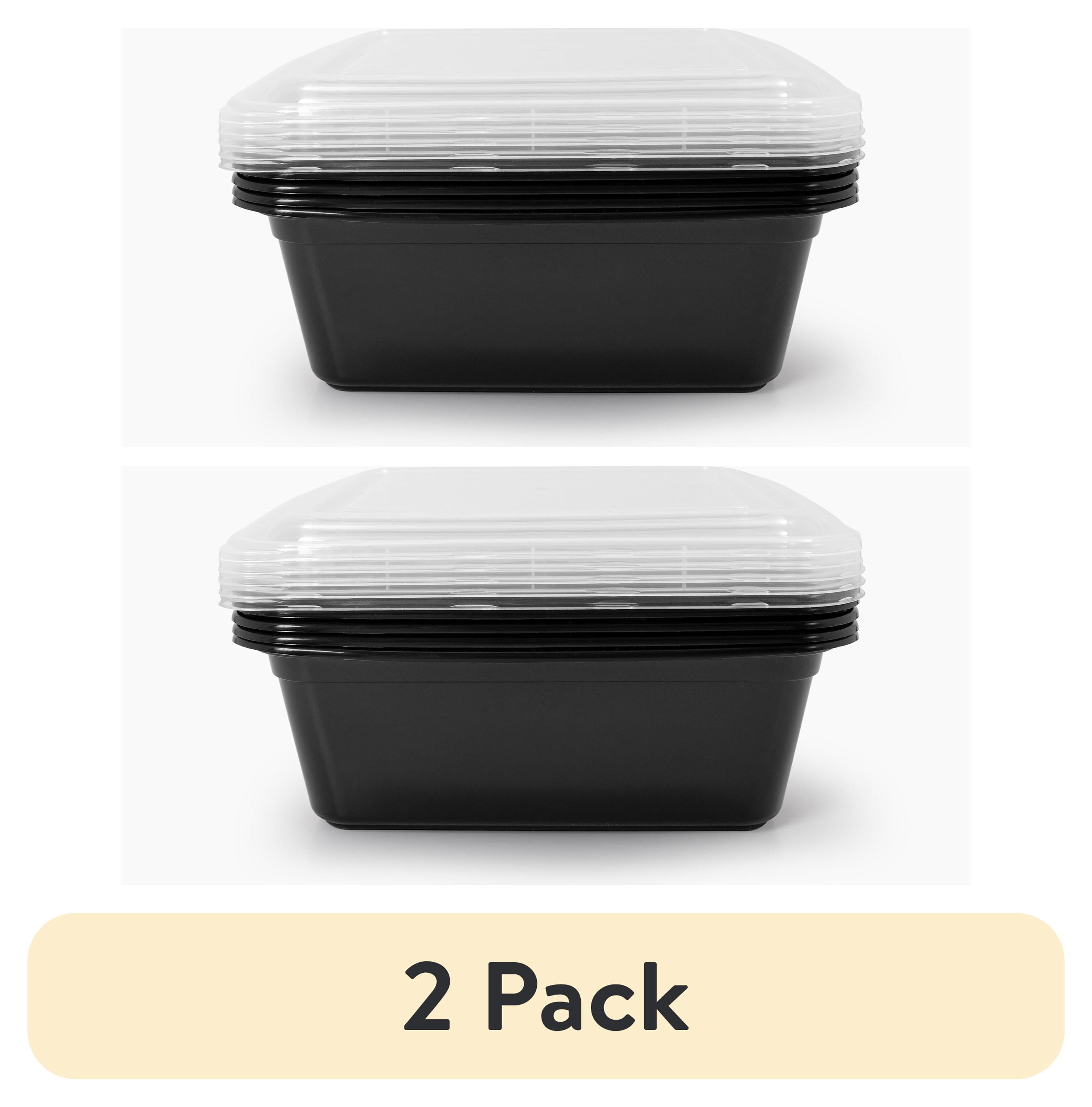 (2 pack) Mainstays 10-Piece (5 Containers + 5 Lids) 8-Cup Tall Square Meal Prep, BPA-Free, Microwave & Dishwasher Safe