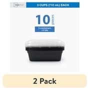 2 pack Mainstays 10 piece 5 Containers + 5 Lids 3-Cup Snack Meal Prep, BPA-Free, Microwave & Dishwasher Safe