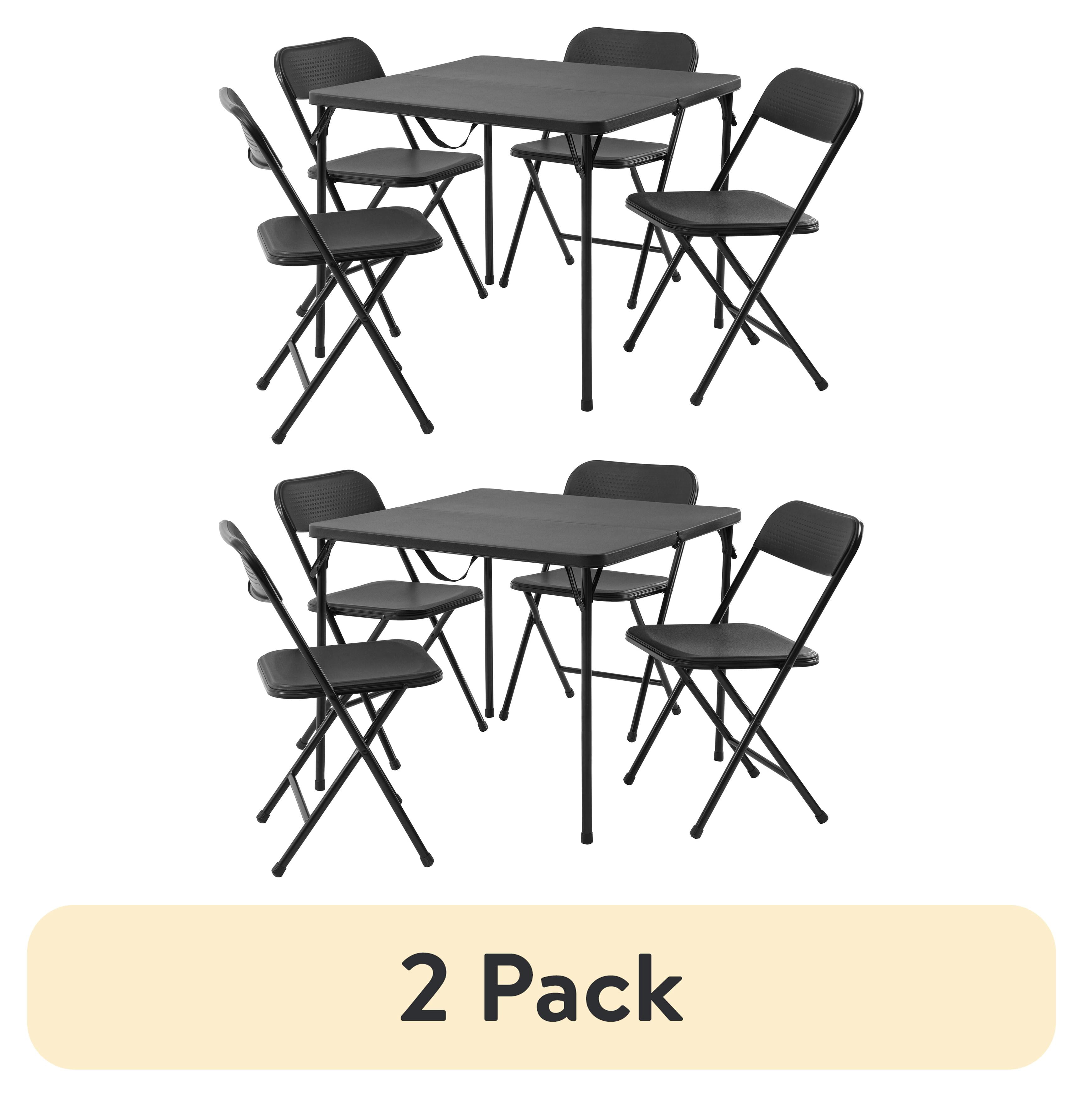 (2 pack) Mainstays 5-Piece 34 in Square Centerfold Folding Card Table and 4 Folding Chairs Set, Black