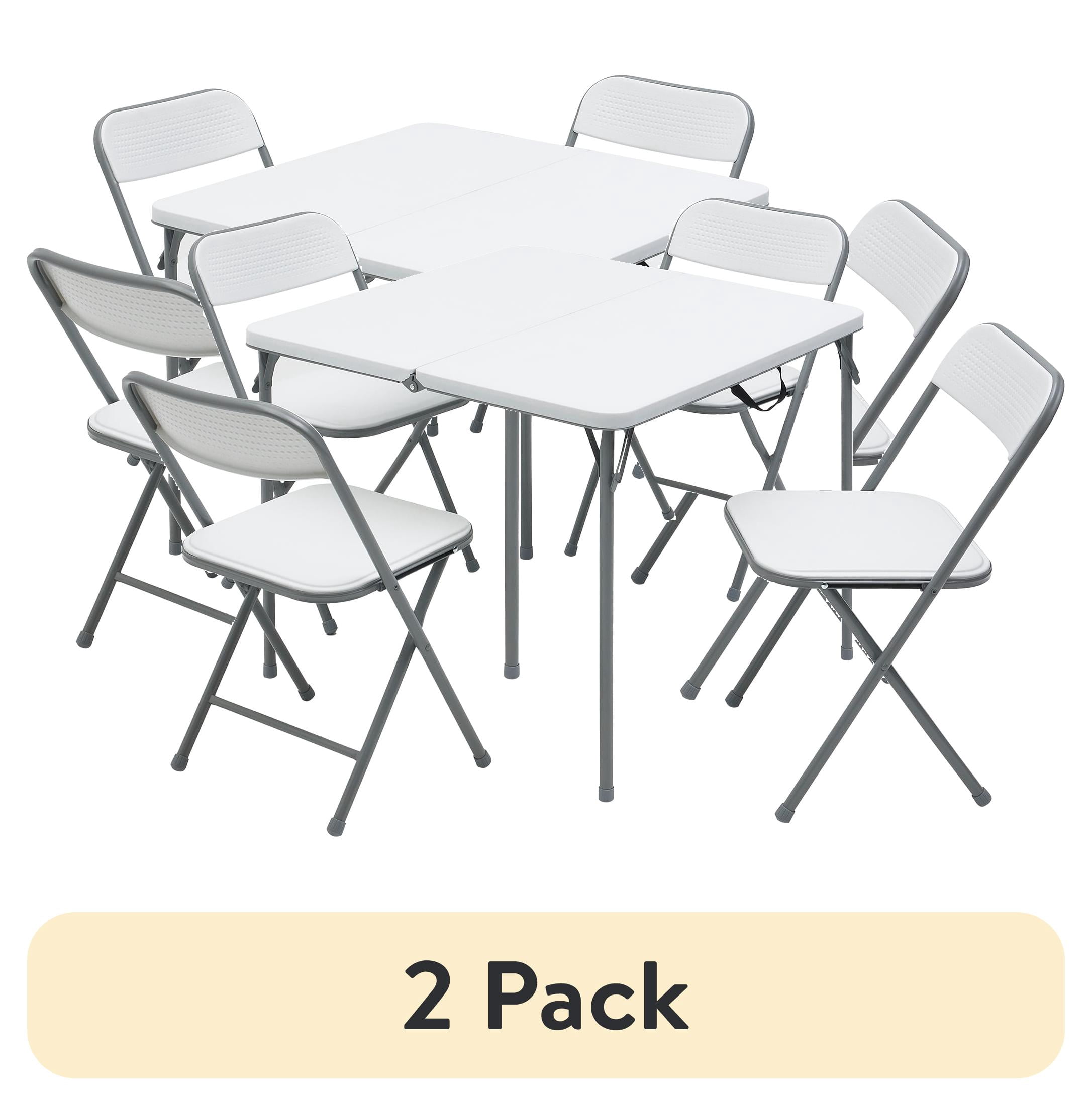 (2 pack) Mainstays 5-Piece 34 in Square Folding Card Table and 4 Folding Chairs Set, White
