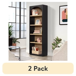 (2 pack) Mainstays 5 Shelf Westley Arch Bookcase, Black Finish