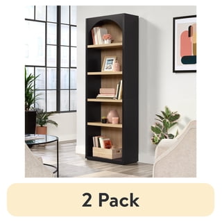 (2 pack) Mainstays Westley 5-Shelf Arch Bookcase, Black Finish