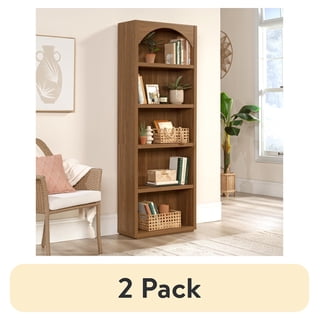 (2 pack) Mainstays Westley 5 Shelf Arch Bookcase, Warm Walnut Finish