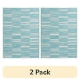 thumbnail image 1 of (2 pack) Mainstays 5' x 7' Teal Geo Stripe Reversible Outdoor Plastic Rug, 1 of 8