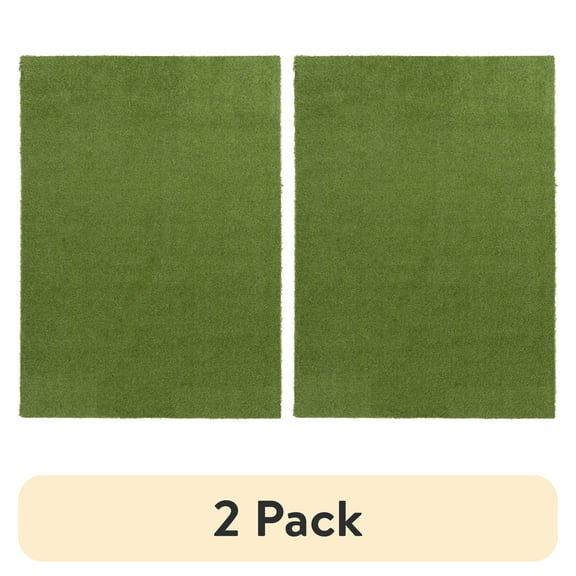 (2 pack) Mainstays Green Faux Grass Outdoor Rug, 5'x7'