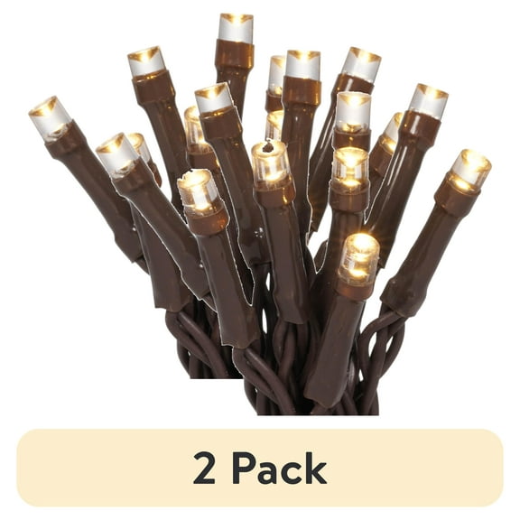 (2 pack) Mainstays 50-Count Warm White LED Solar Powered Mini Outdoor String Lights