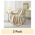 thumbnail image 1 of (2 pack) Mainstays Cozy Textured Plush Throw Blanket, Beige, 50"x60" All Ages, 1 of 7