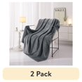 thumbnail image 1 of (2 pack) Mainstays Cozy Textured Plush Throw Blanket, Grey, 50"x60" All Ages, 1 of 7