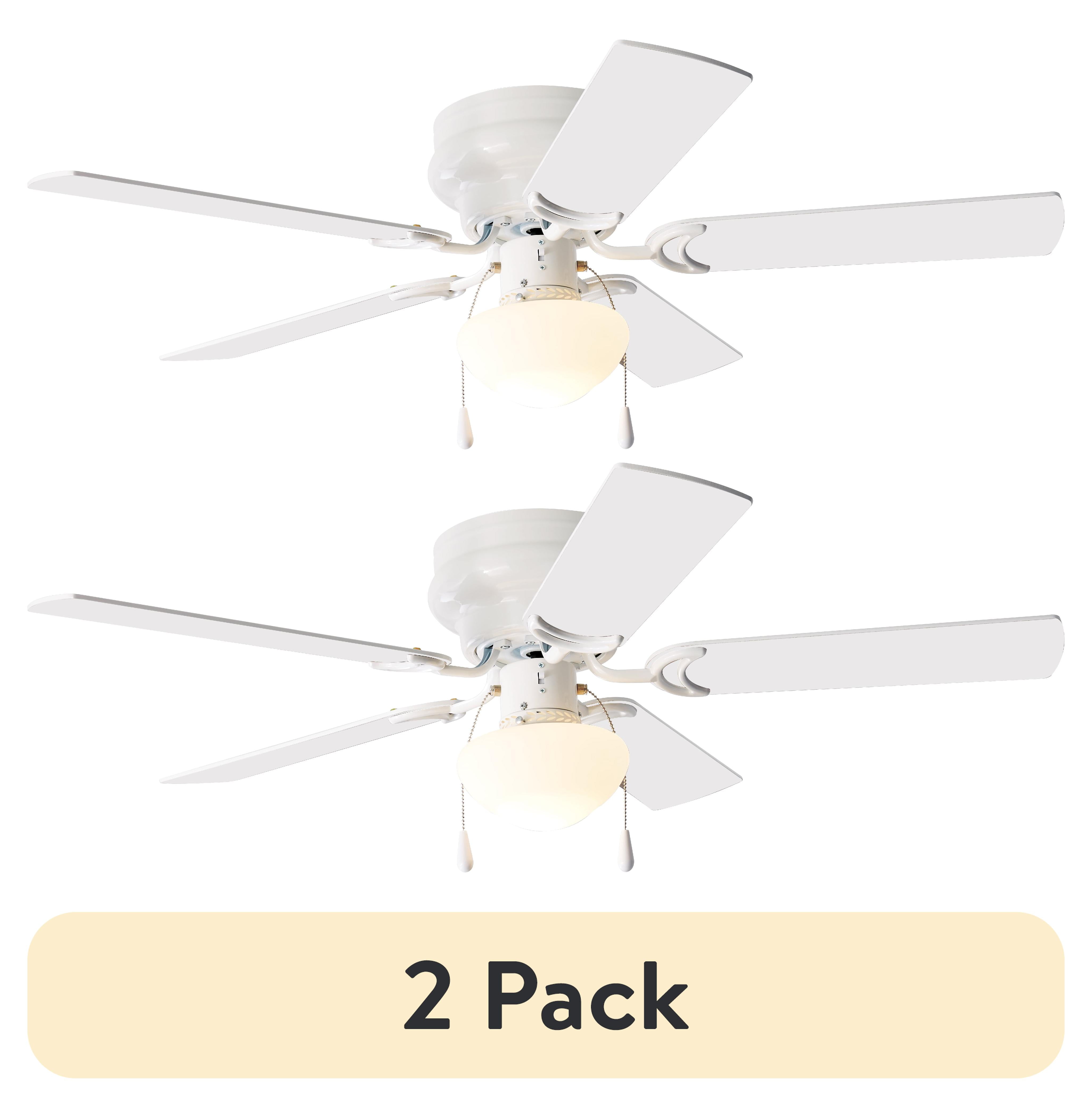 White 52-Inch LED Ceiling Fan with Reversible Blades