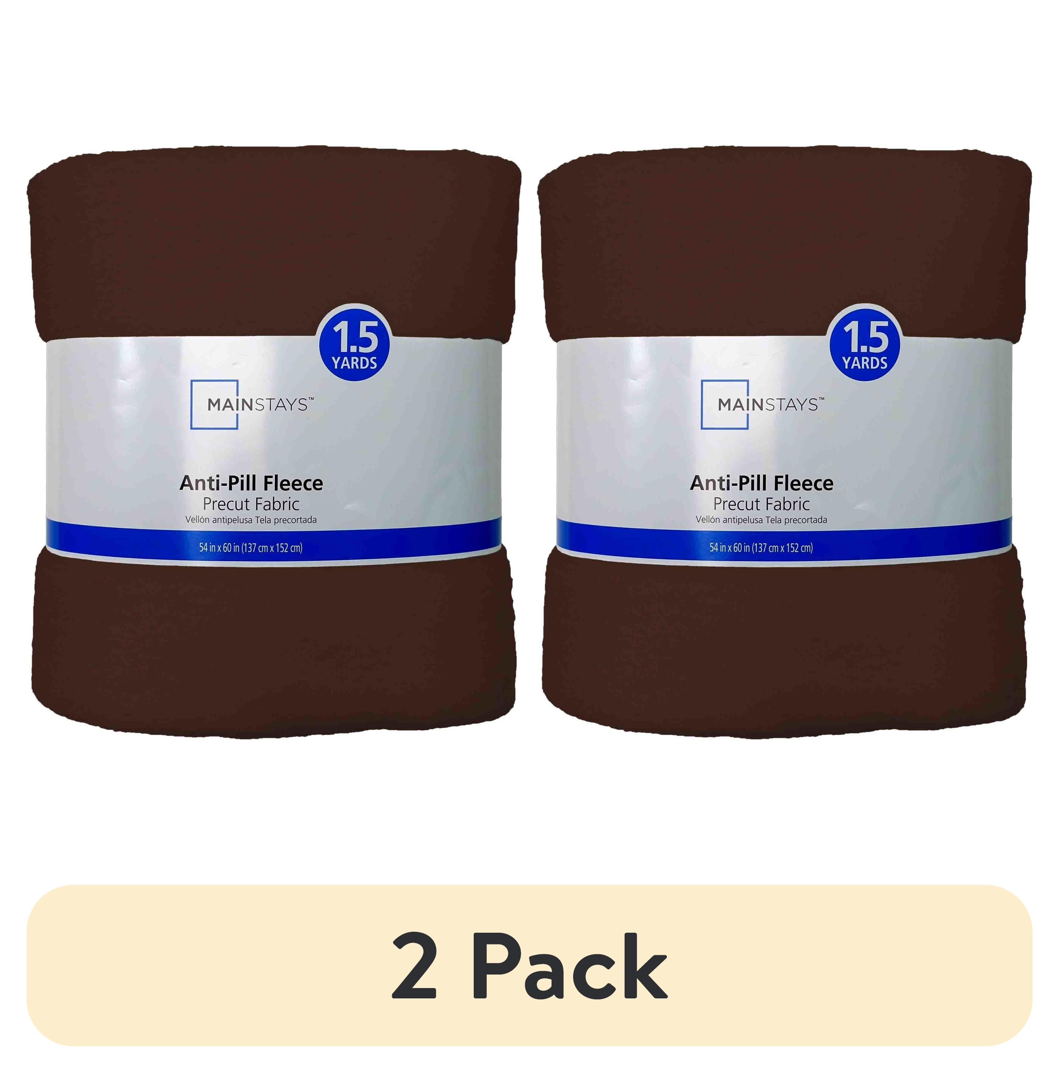 (2 pack) Mainstays 1.5 Yards 100% Polyester Lux Anti-pill Fleece Solids, Brown, 60" Wide for Crafts