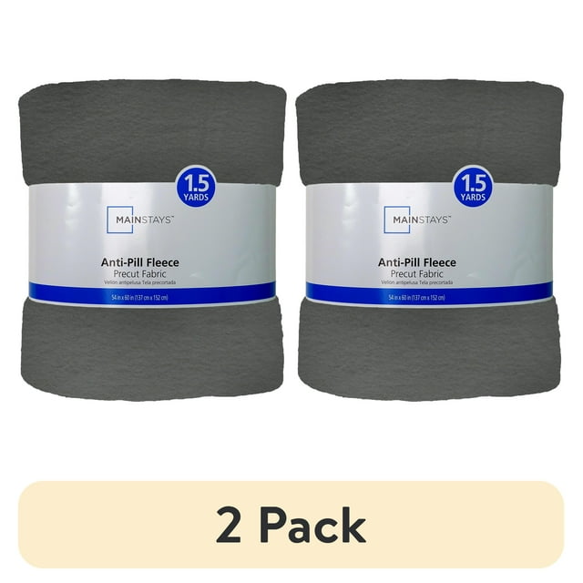 (2 pack) Mainstays 58" X 1.5 yard Lux Anti-pill Fleece Fabric Precut, Charcoal