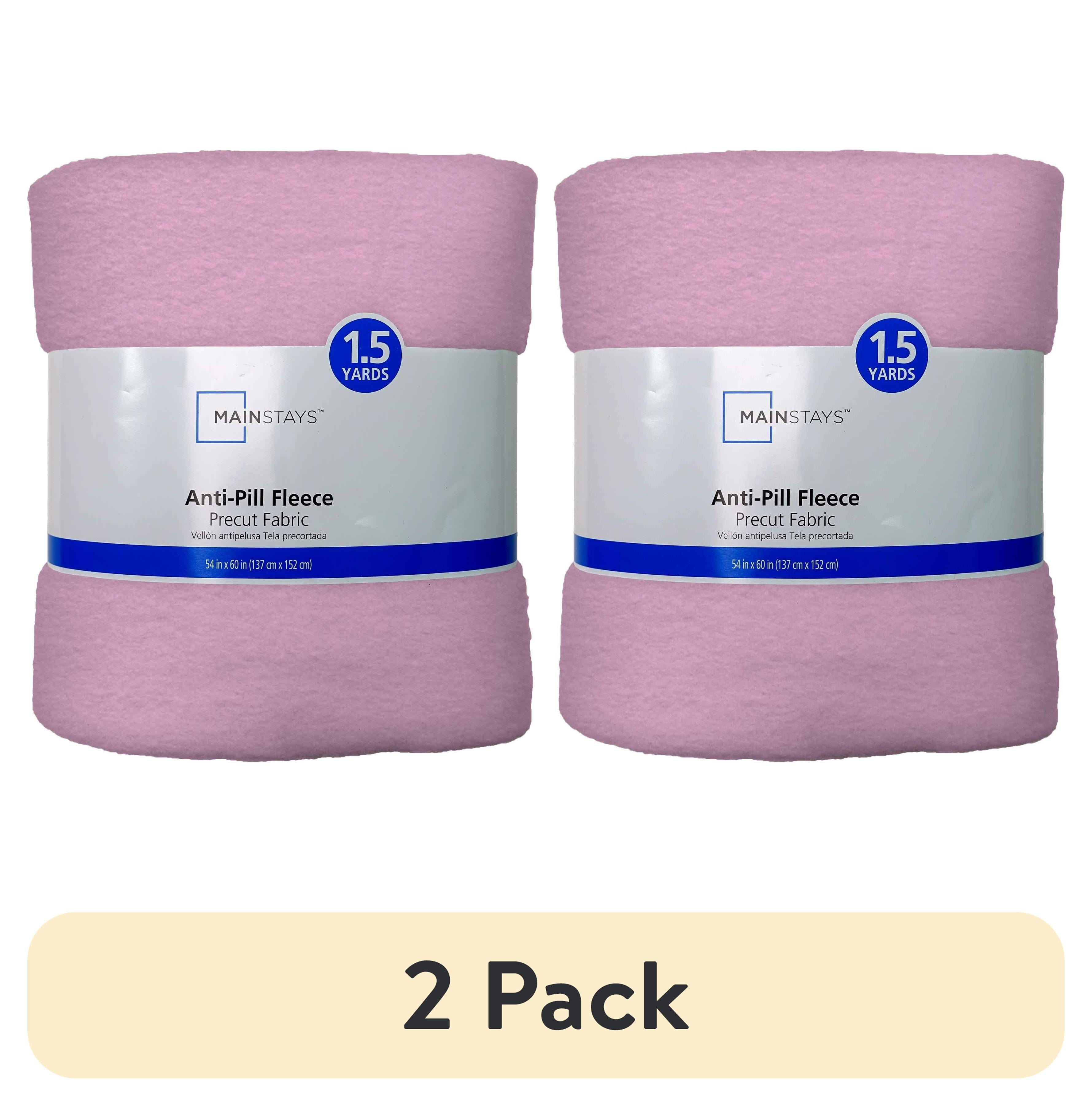 (2 pack) Mainstays 1.5 Yards 100% Polyester Lux Anti-pill Fleece Solids, Light Pink, 60" Wide for Crafts