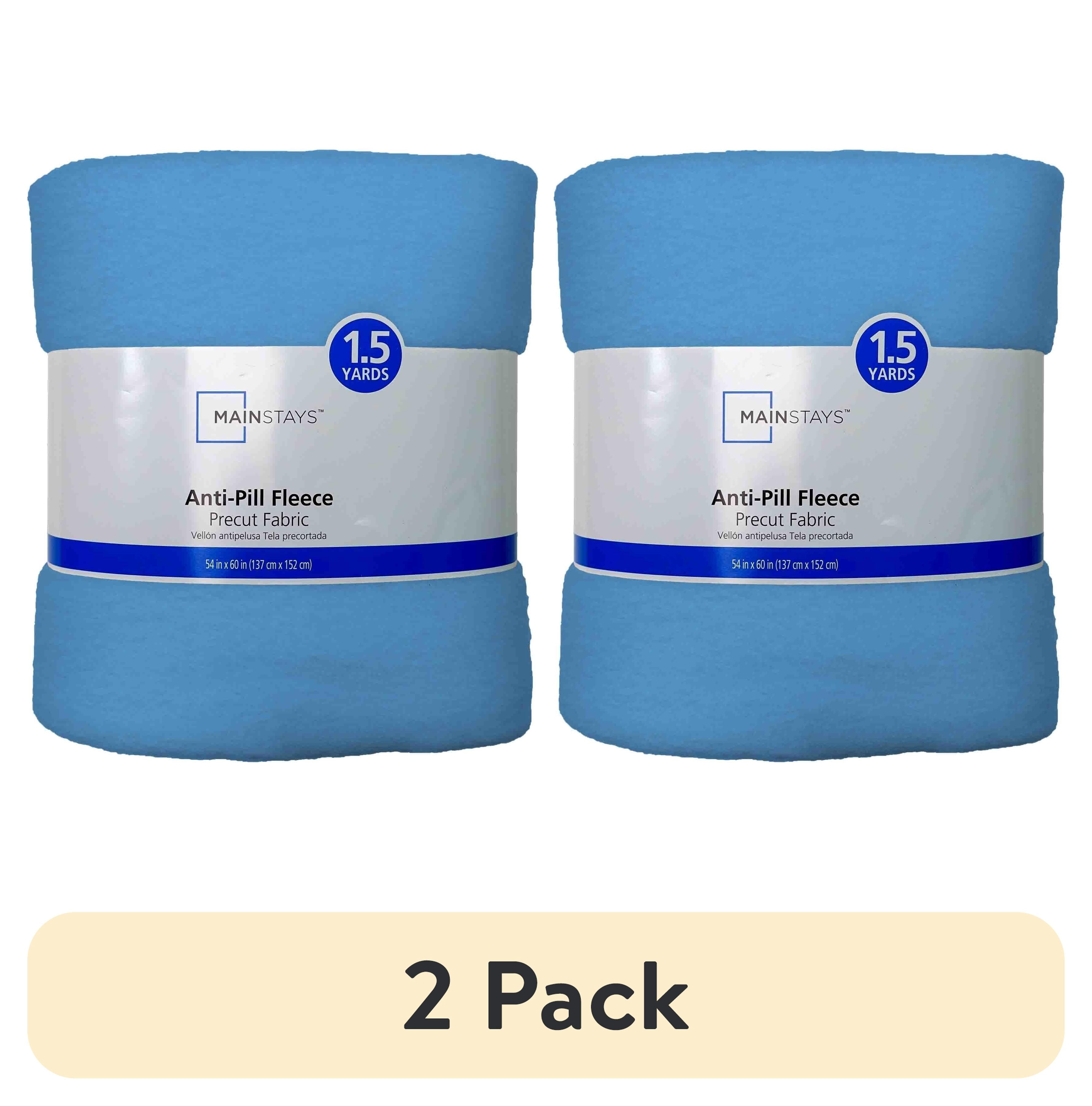 (2 pack) Mainstays 1.5 Yard Precut 100% Polyester Lux Anti-Pill Fleece Fabric, Medium Blue, 58 in Wide