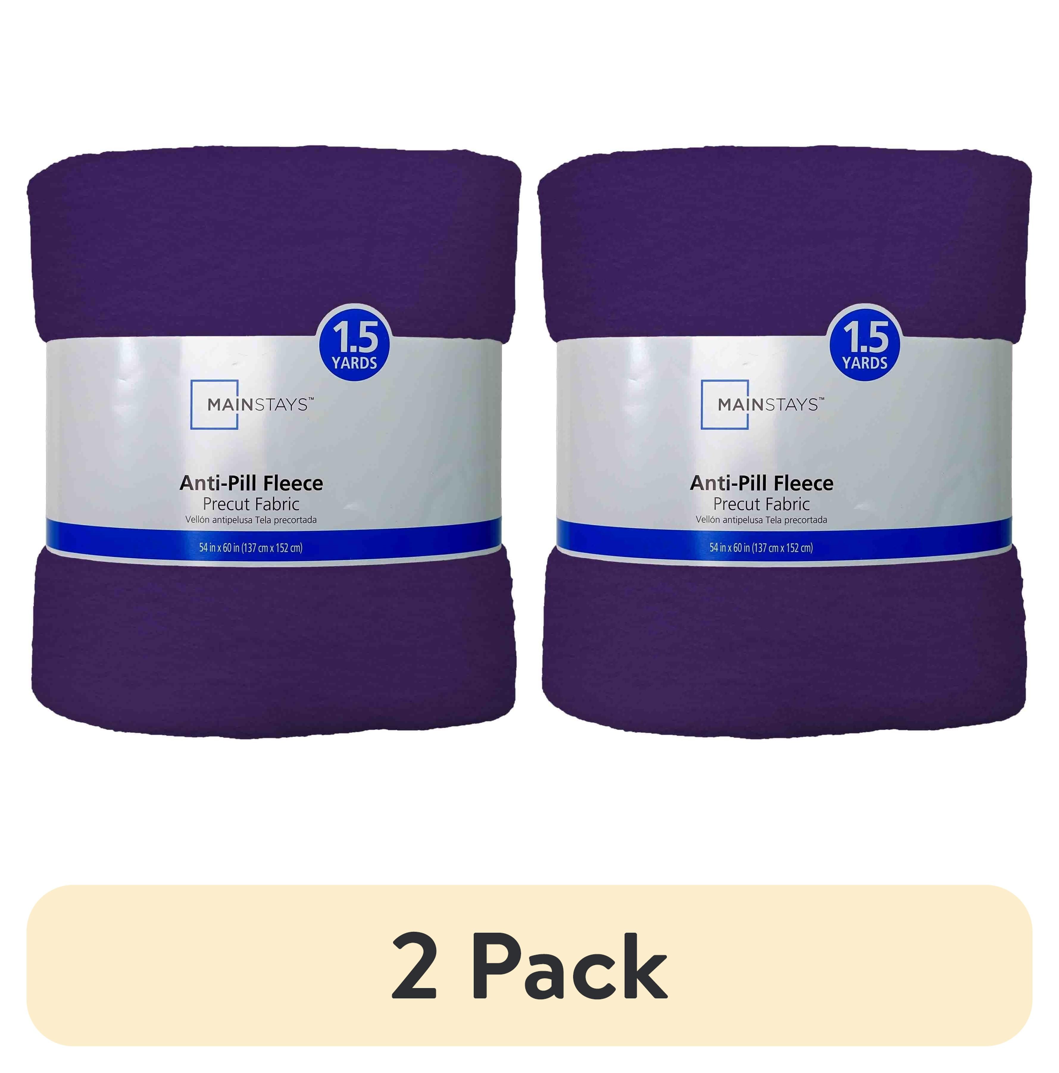 (2 pack) Mainstays 1.5 Yards 100% Polyester Lux Anti-pill Fleece Solids, Purple, 60" Wide for Crafts