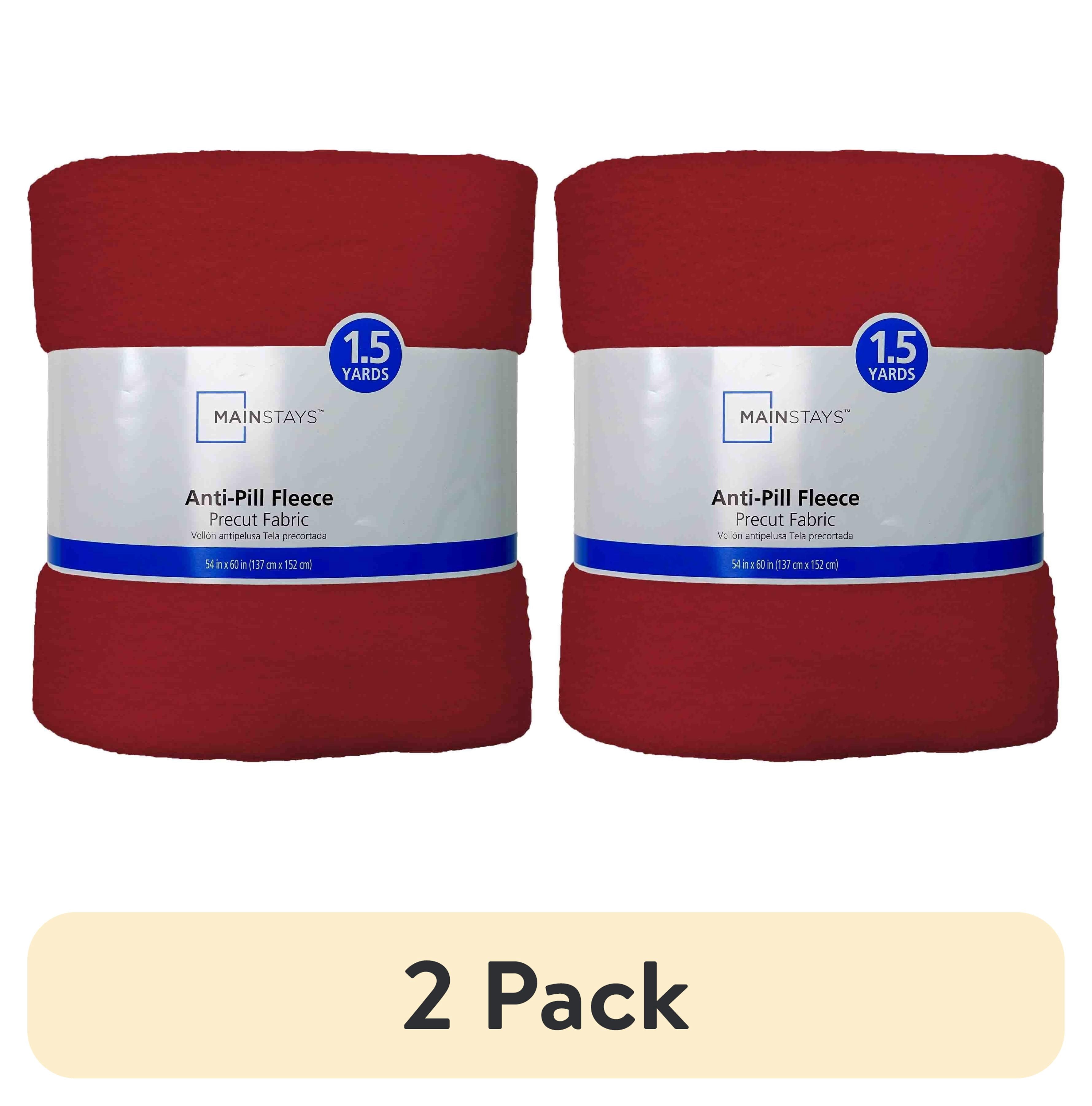(2 pack) Mainstays 1.5 Yards 100% Polyester Lux Anti-pill Fleece Solids, Red, 60" Wide for Crafts