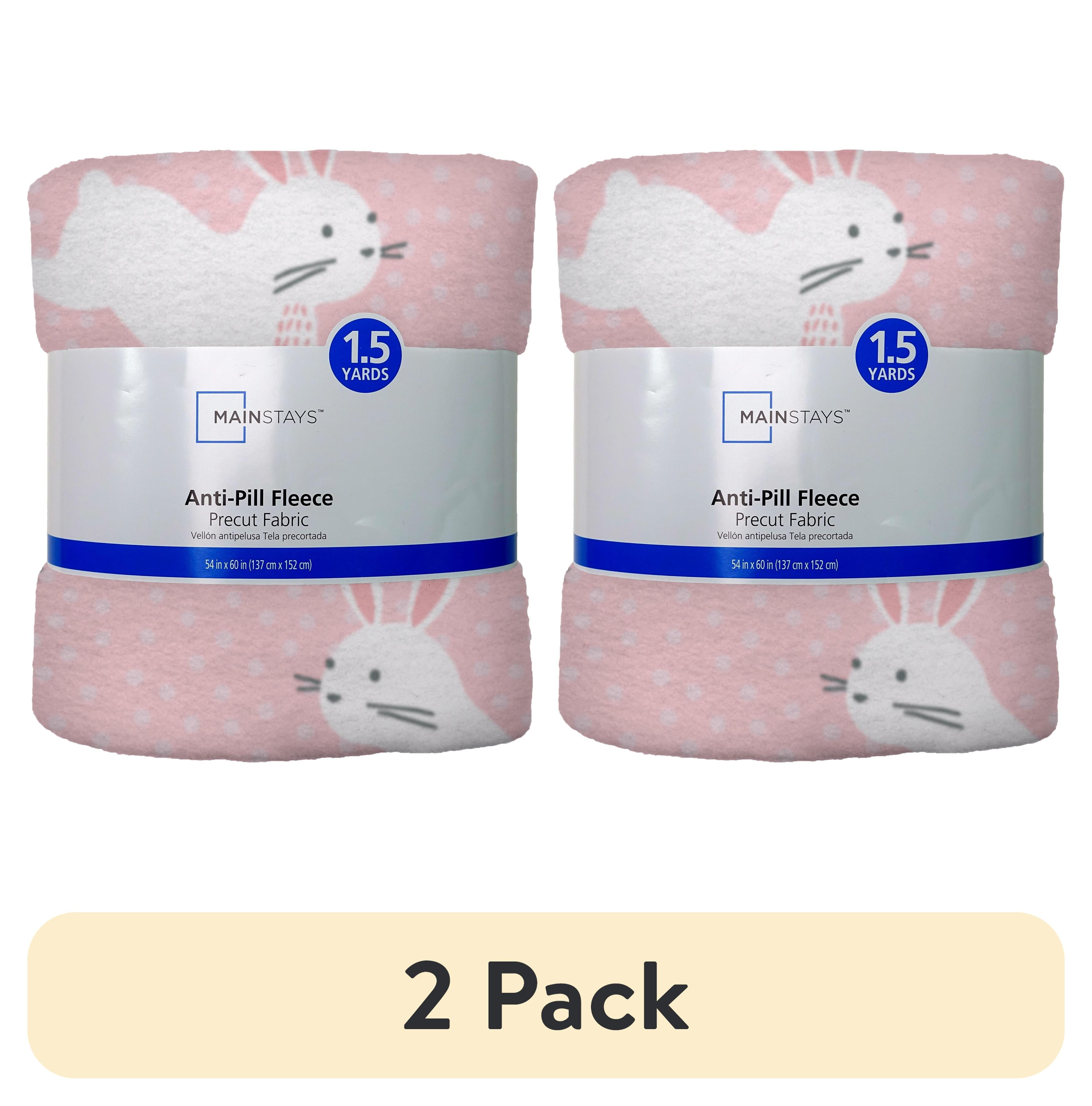 (2 pack) Mainstays 1.5 Yards 100% Polyester Lux Anti-pill Fleece Dot Bunny, Pink, 60" Wide for Crafts