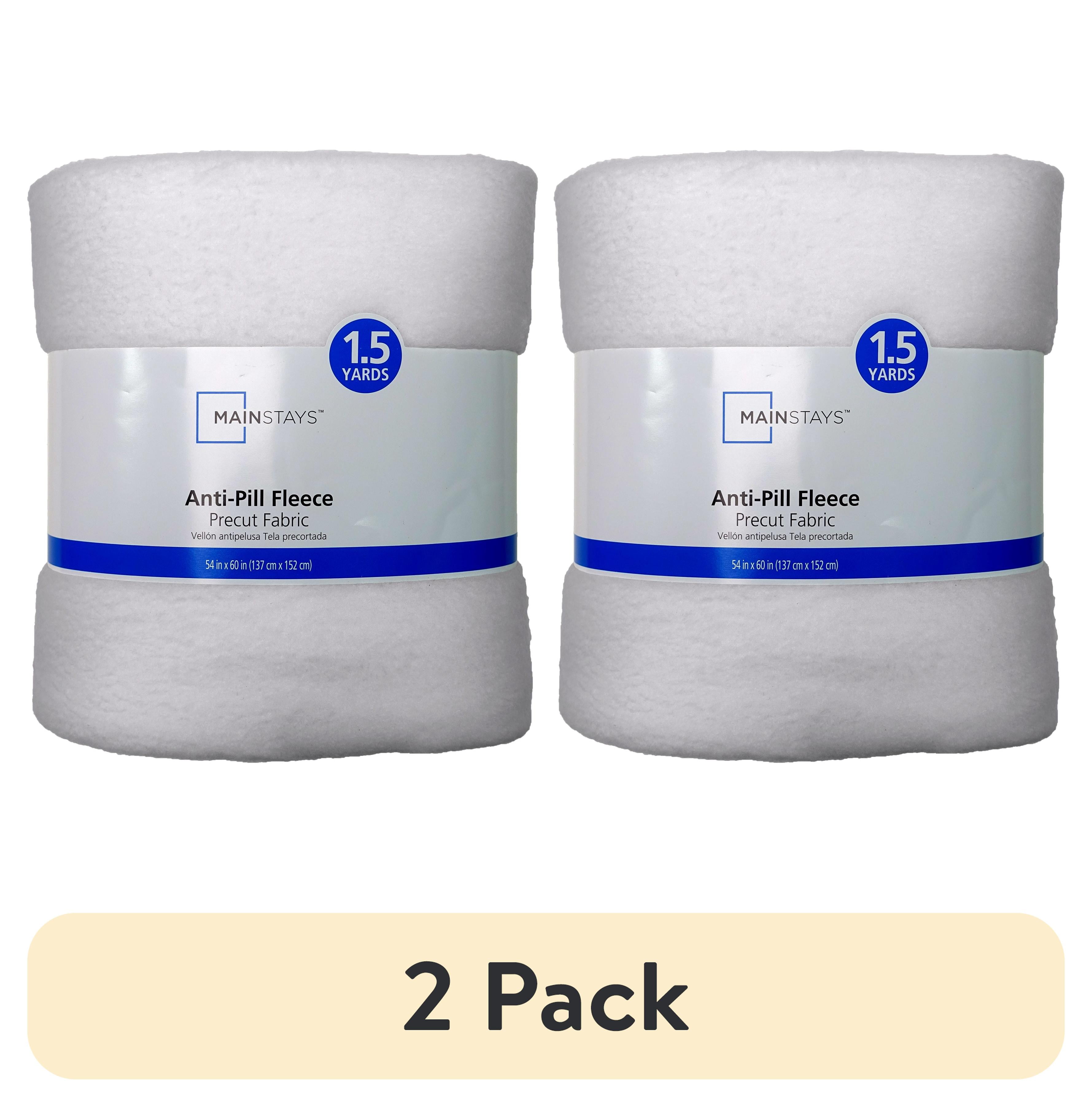 (2 pack) Mainstays 1.5 Yards 100% Polyester Lux Anti-pill Fleece Solids, White, 60" Wide for Crafts