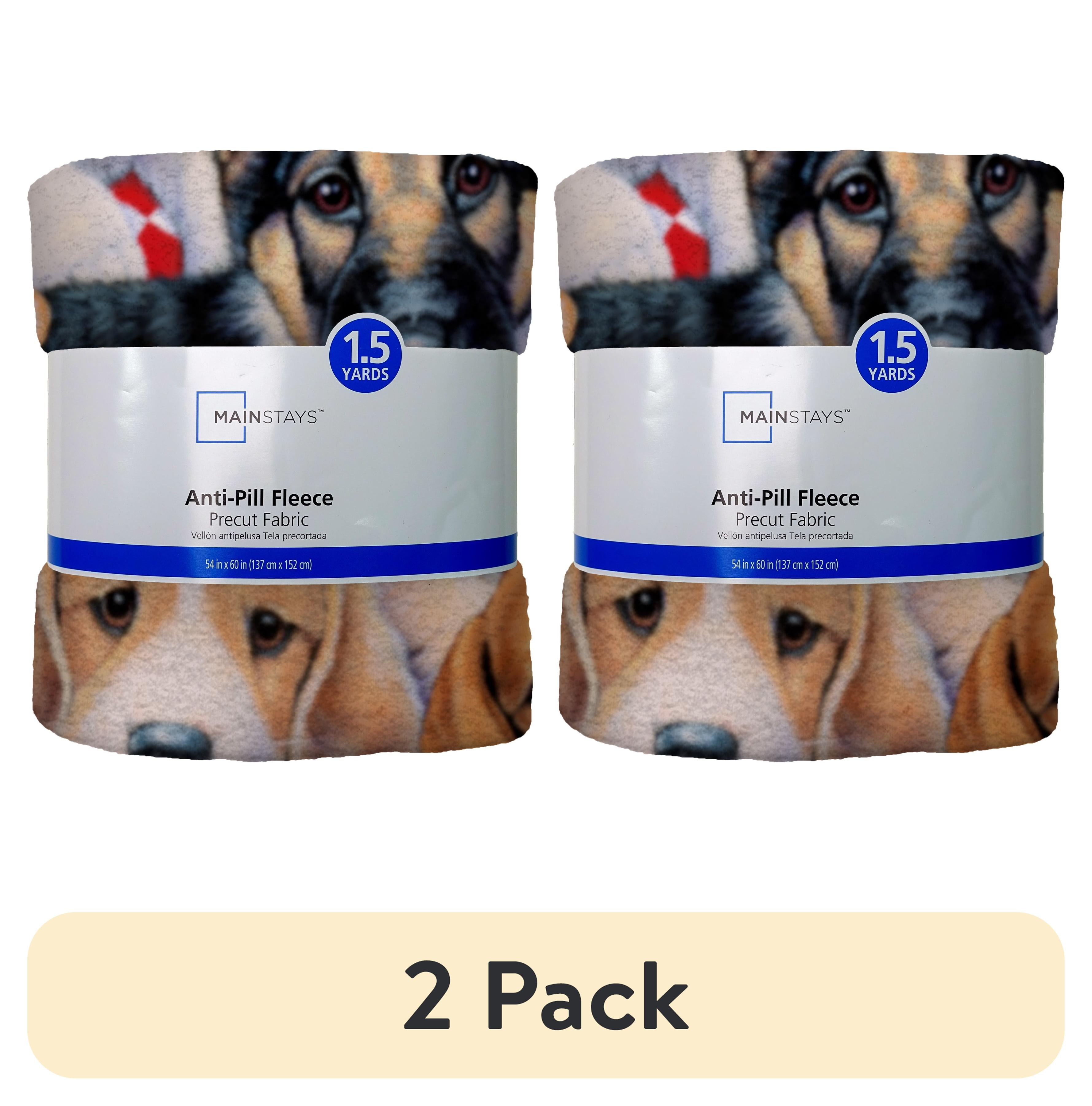 (2 pack) Mainstays 1.5 Yards 100% Polyester Lux Anti-pill Fleece Garden Puppies, Multi-color, 60" Wide for Crafts