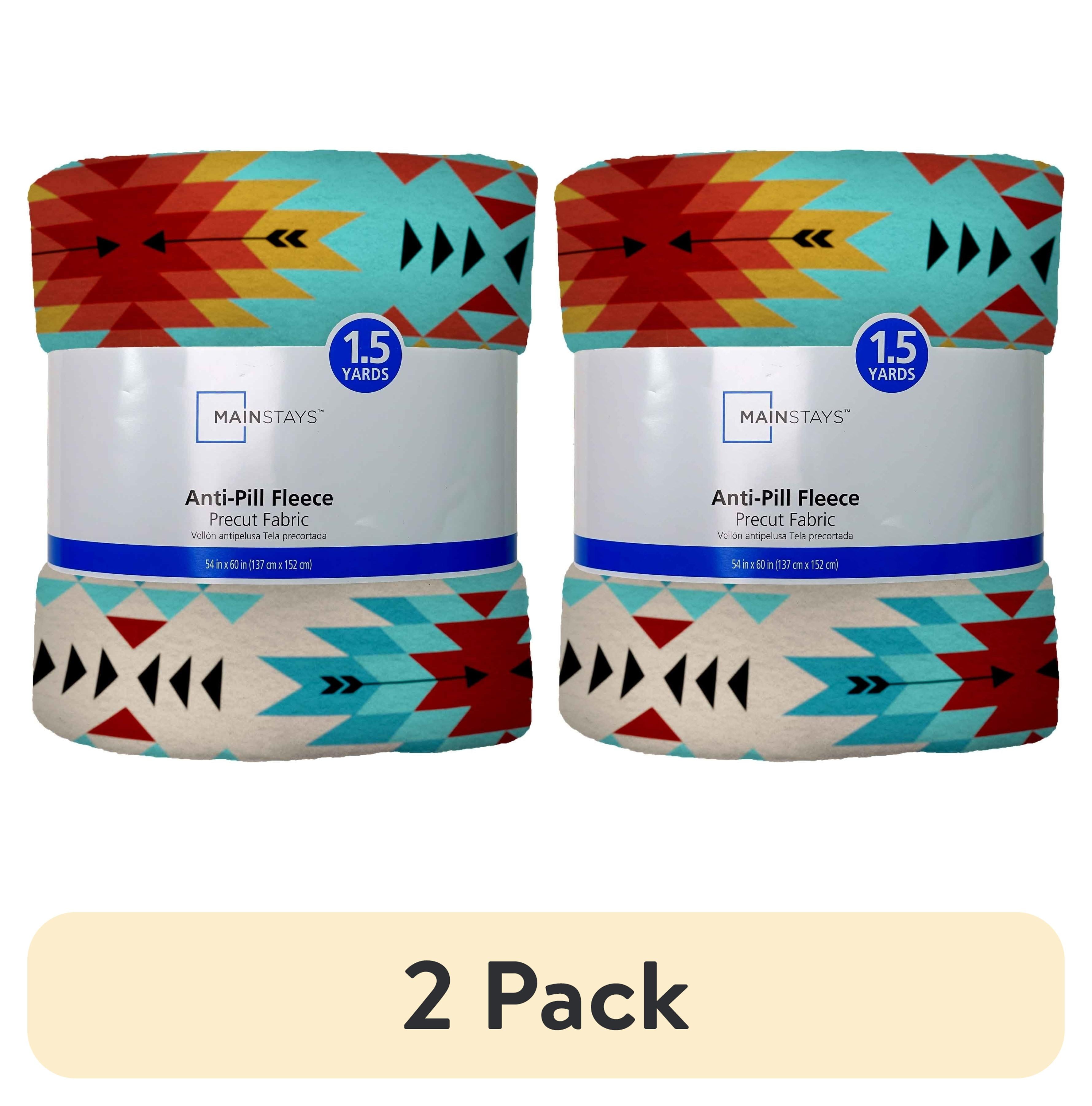 (2 pack) Mainstays 1.5 Yards 100% Polyester Lux Anti-pill Fleece Tribal Stripes, Turquoise, Rust, 60" Wide for Crafts