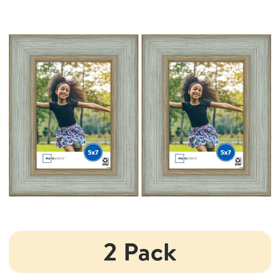 (2 pack) Mainstays 5x7 Teal Elegant Picture Frame for Tabletop and Wall Display