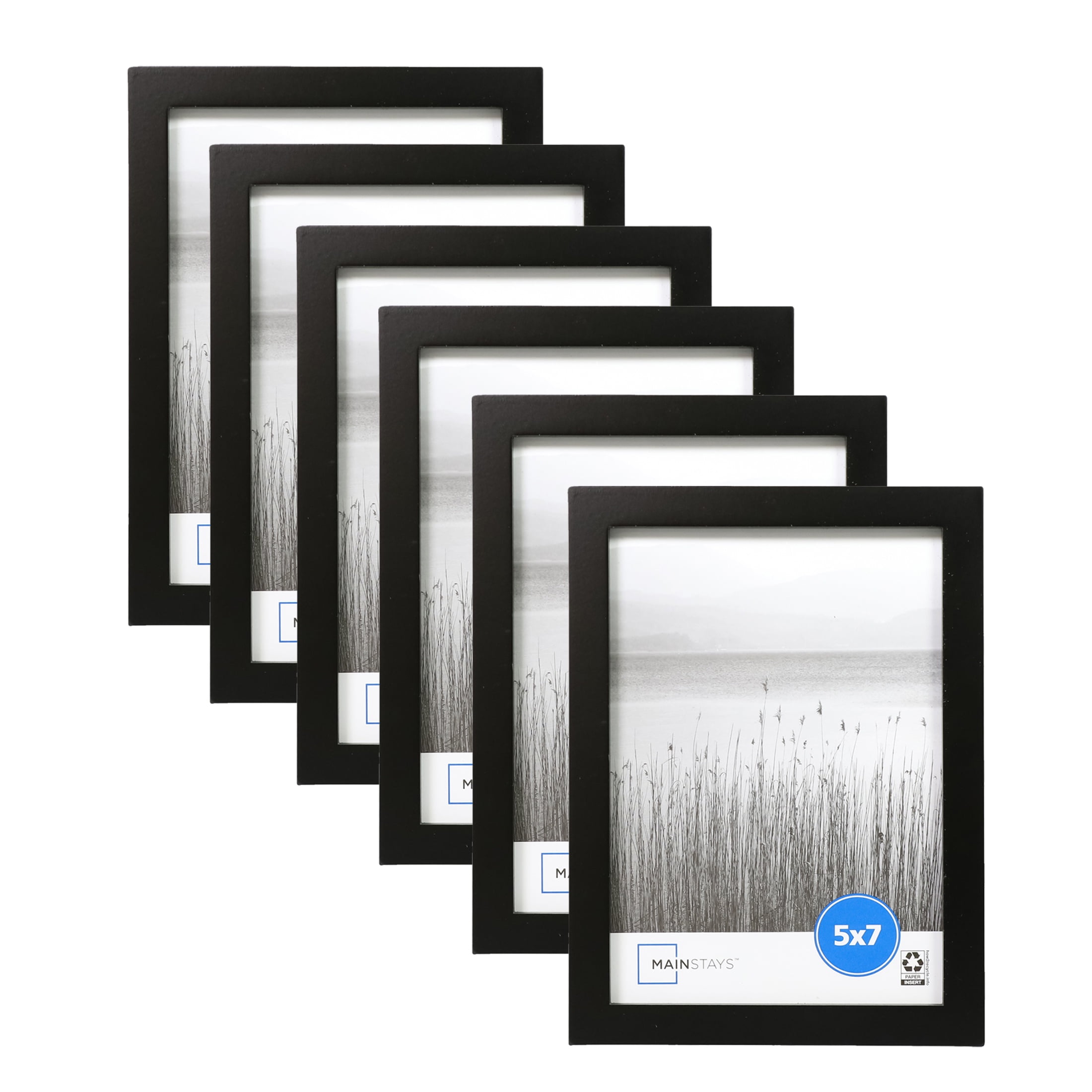 (2 pack) Mainstays - 5x7 Picture Frame - Black Gallery Linear Program Tabletop & Wall Photo Frame, Set of 3
