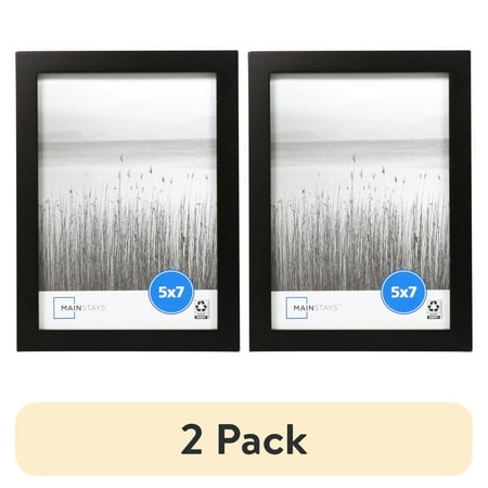 (2 pack) Mainstays – 5x7 Picture Frame – Black Gallery Linear Program Tabletop & Wall Photo Frame
