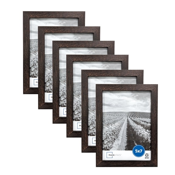 (2 pack) Mainstays - 5x7 Picture Frame - Brown Gallery Linear Program Tabletop & Wall Photo Frame, Set of 3