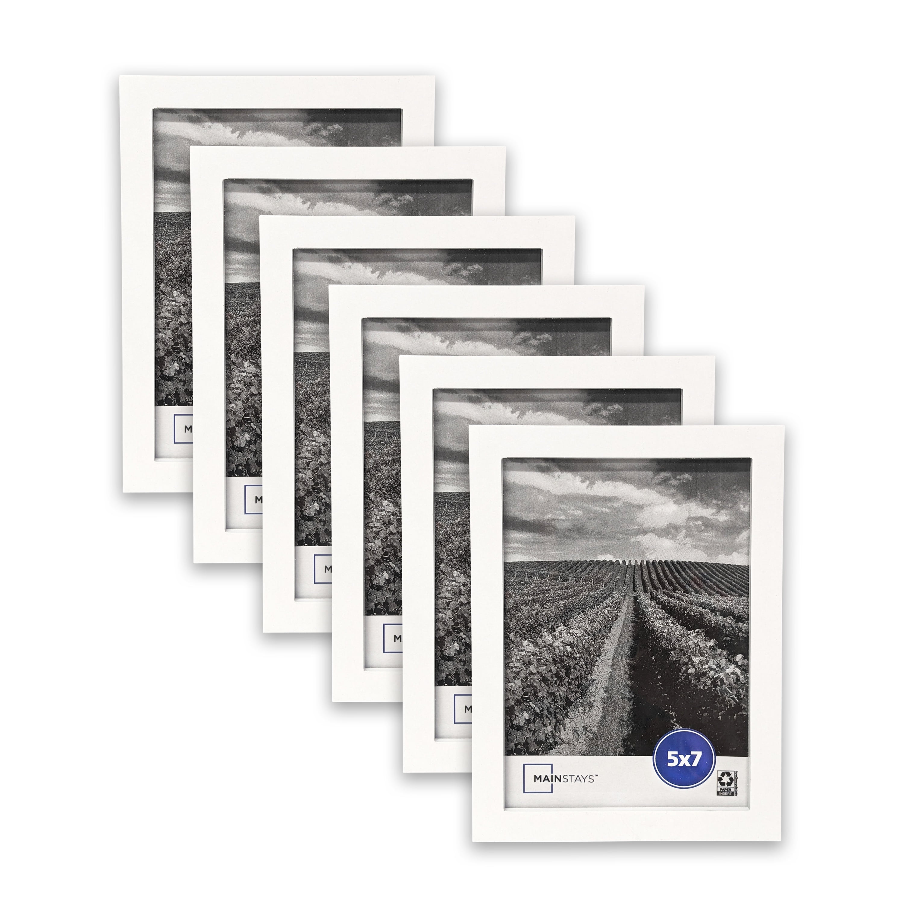 (2 pack) Mainstays - 5x7 Picture Frame - White Gallery Linear Program Tabletop & Wall Photo Frame, Set of 3
