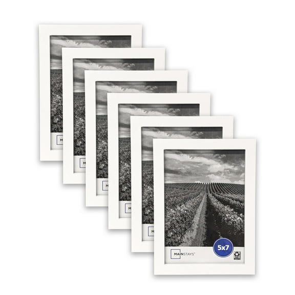 (2 pack) Mainstays - 5x7 Picture Frame - White Gallery Linear Program Tabletop & Wall Photo Frame, Set of 3