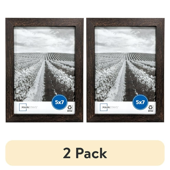 (2 pack) Mainstays – 5x7 Picture Frame – Brown Linear Program Tabletop Photo Frame