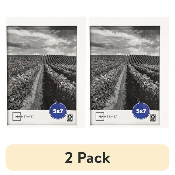 (2 pack) Mainstays – 5x7 Picture Frame – White Linear Program Tabletop Photo Frame