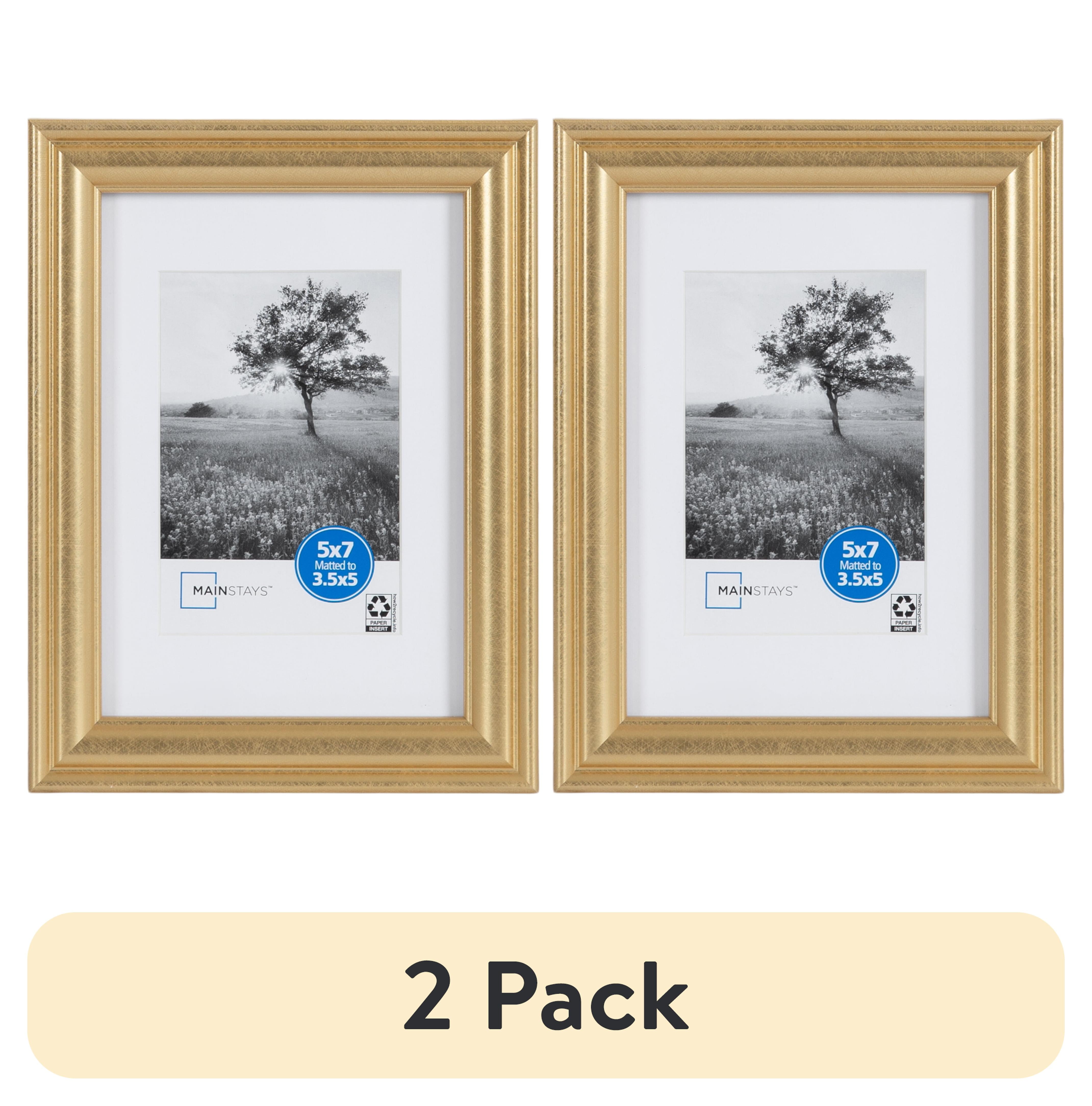 (2 pack) Mainstays – 5x7 Picture Frame – Gold Traditional Program Tabletop Photo Frame