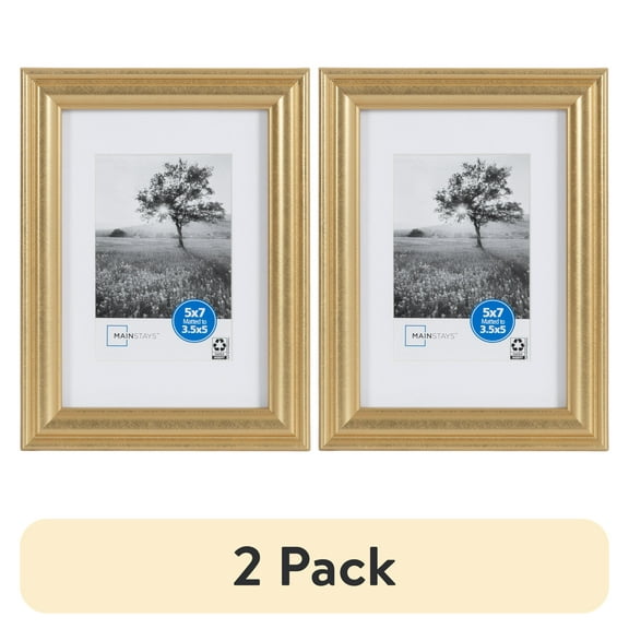 (2 pack) Mainstays – 5x7 Picture Frame – Gold Traditional Program Tabletop Photo Frame