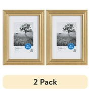 2 pack Mainstays 5 x 7 Picture Frame, Gold Traditional Tabletop or Wall Display