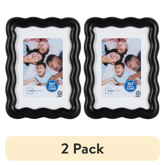(2 pack) Mainstays – 3.5x5 Picture Frame – Black Wavy Tabletop Photo Frame