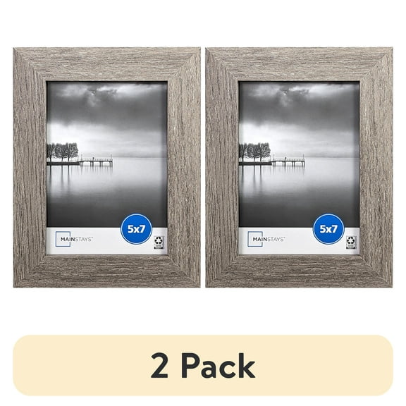 (2 pack) Mainstays 5x7 Wide Beveled Tabletop Picture Frame, Rustic Gray