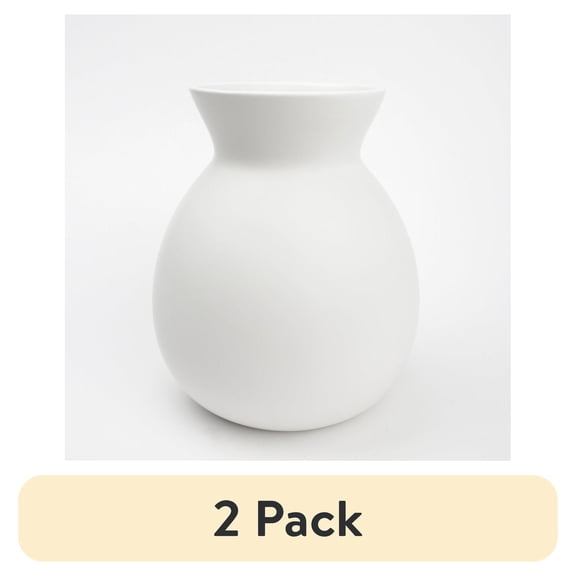 (2 pack) Mainstays Solid White Finish Ceramic Vase, 8"