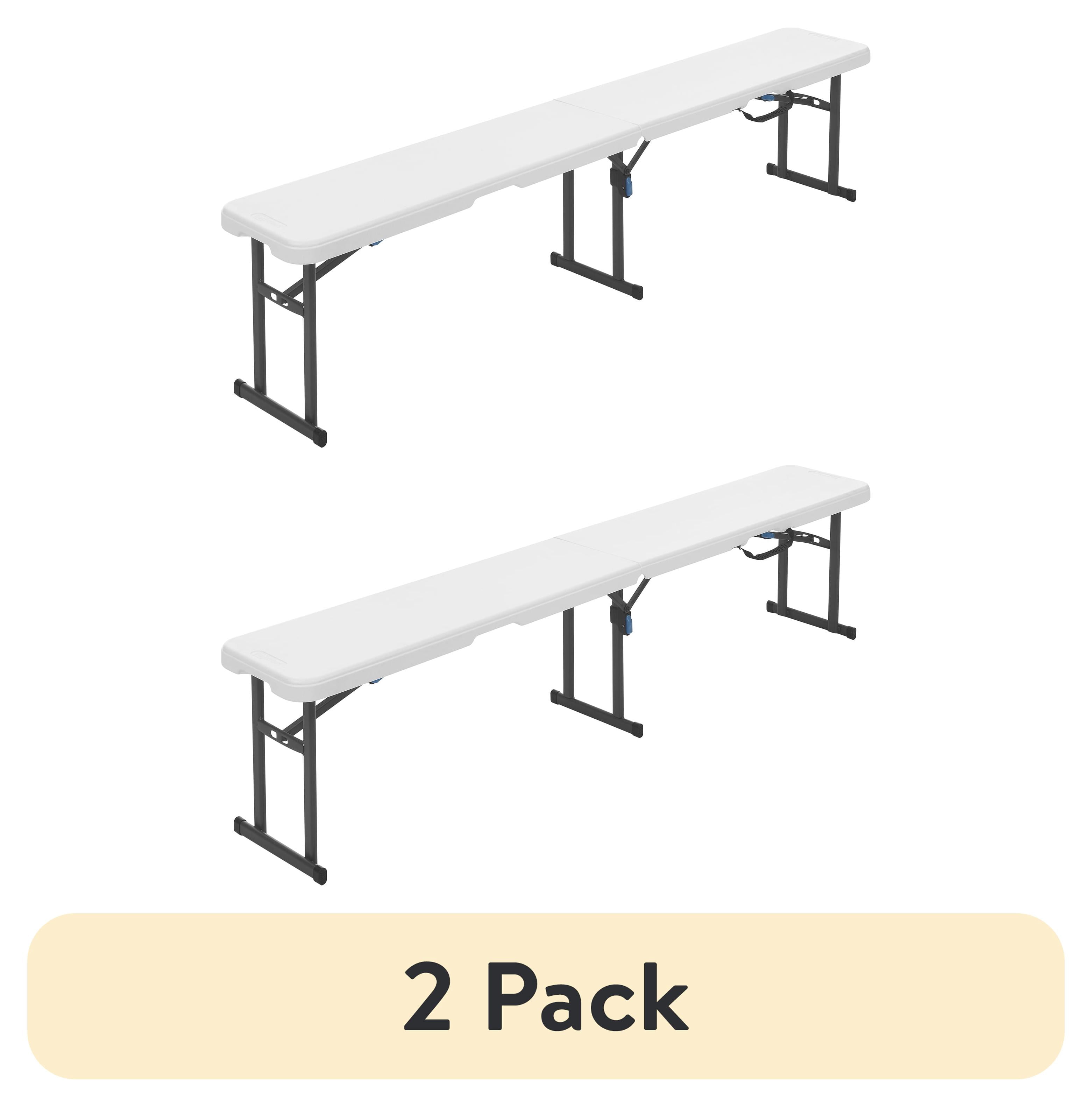 (2 pack) Mainstays 6' Centerfold Bench, Steel Frame, Indoor Outdoor, Includes Carry Handle, White