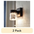 thumbnail image 1 of (2 pack) Mainstays 6" Outdoor Black Integrated LED Wall Light, Glass Shade, 110° Beam Angle, 140° Beam Spread, 1 of 10