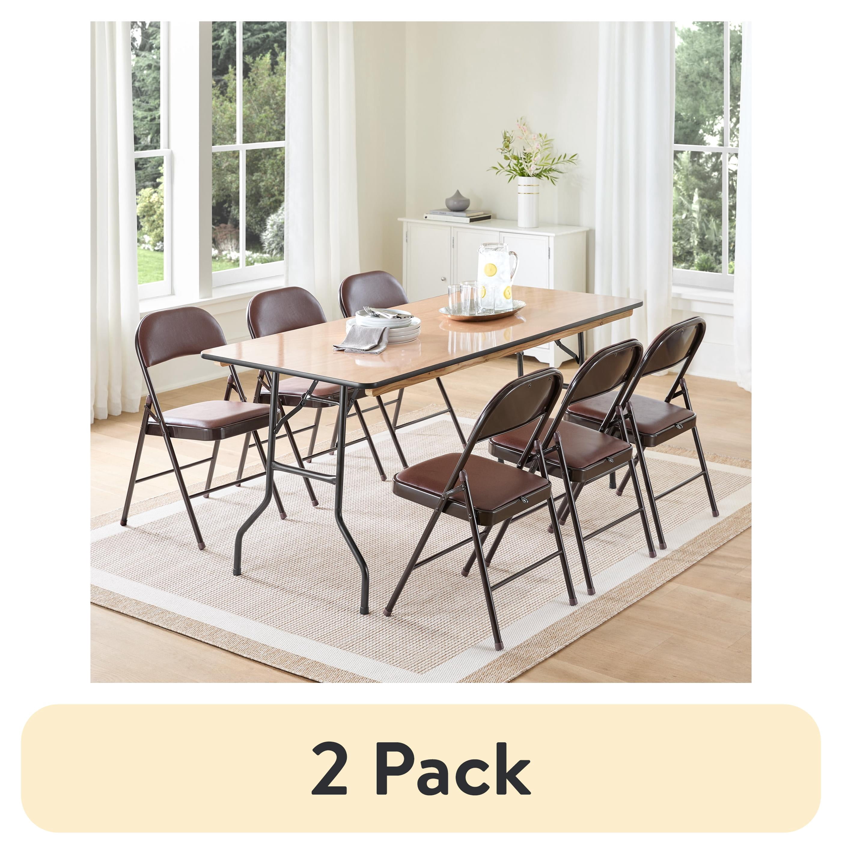 (2 pack) Mainstays 6 ft Wooden Top Folding Banquet Table, Natural