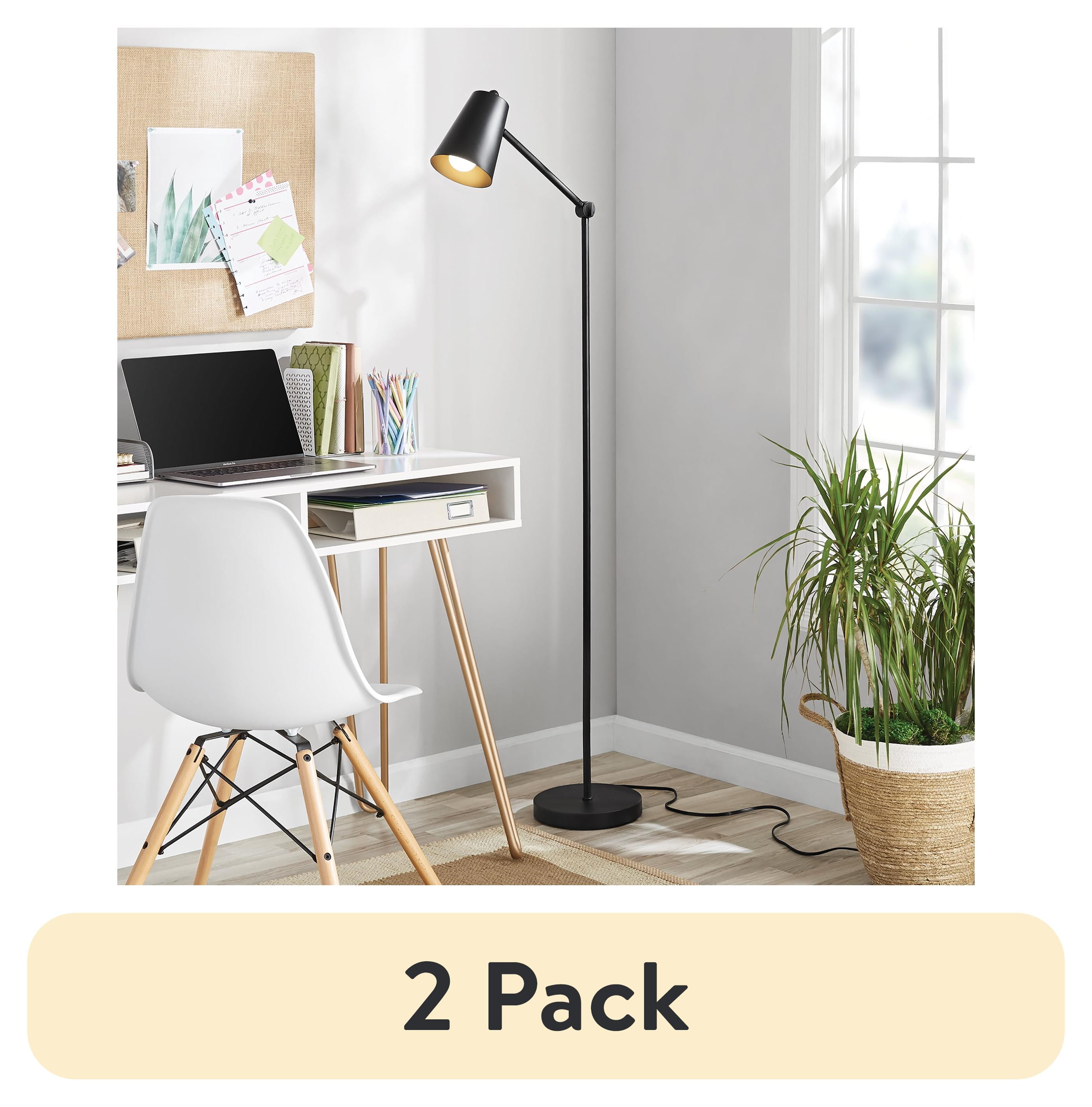 Mainstays 64 Inch Black Architect Floor Lamp, Adjustable Head, Matte ...