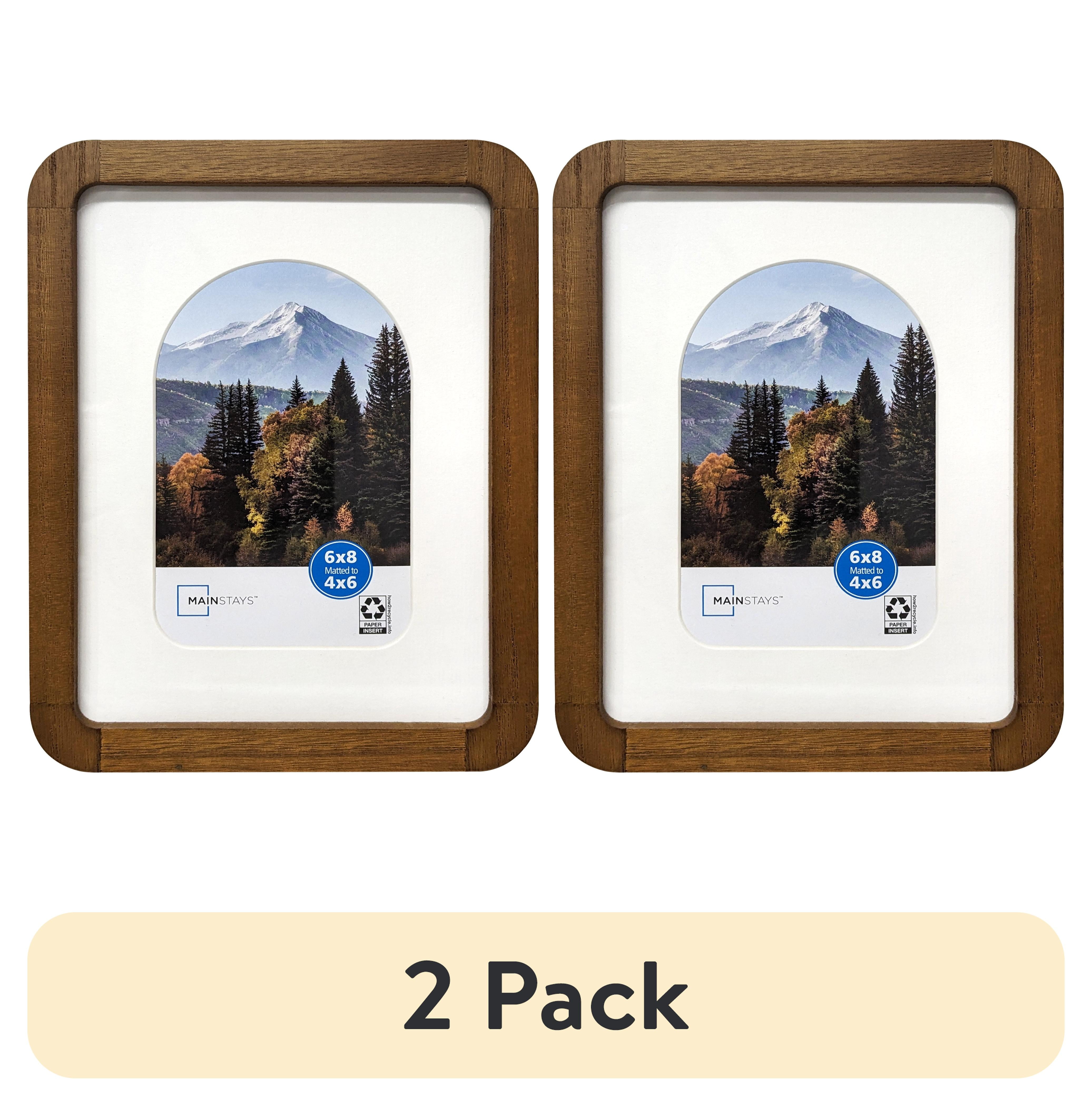 (2 pack) Mainstays – 4x6 Picture Frame – Walnut Wood Mattted Rounded Corners Tabletop Photo Frame