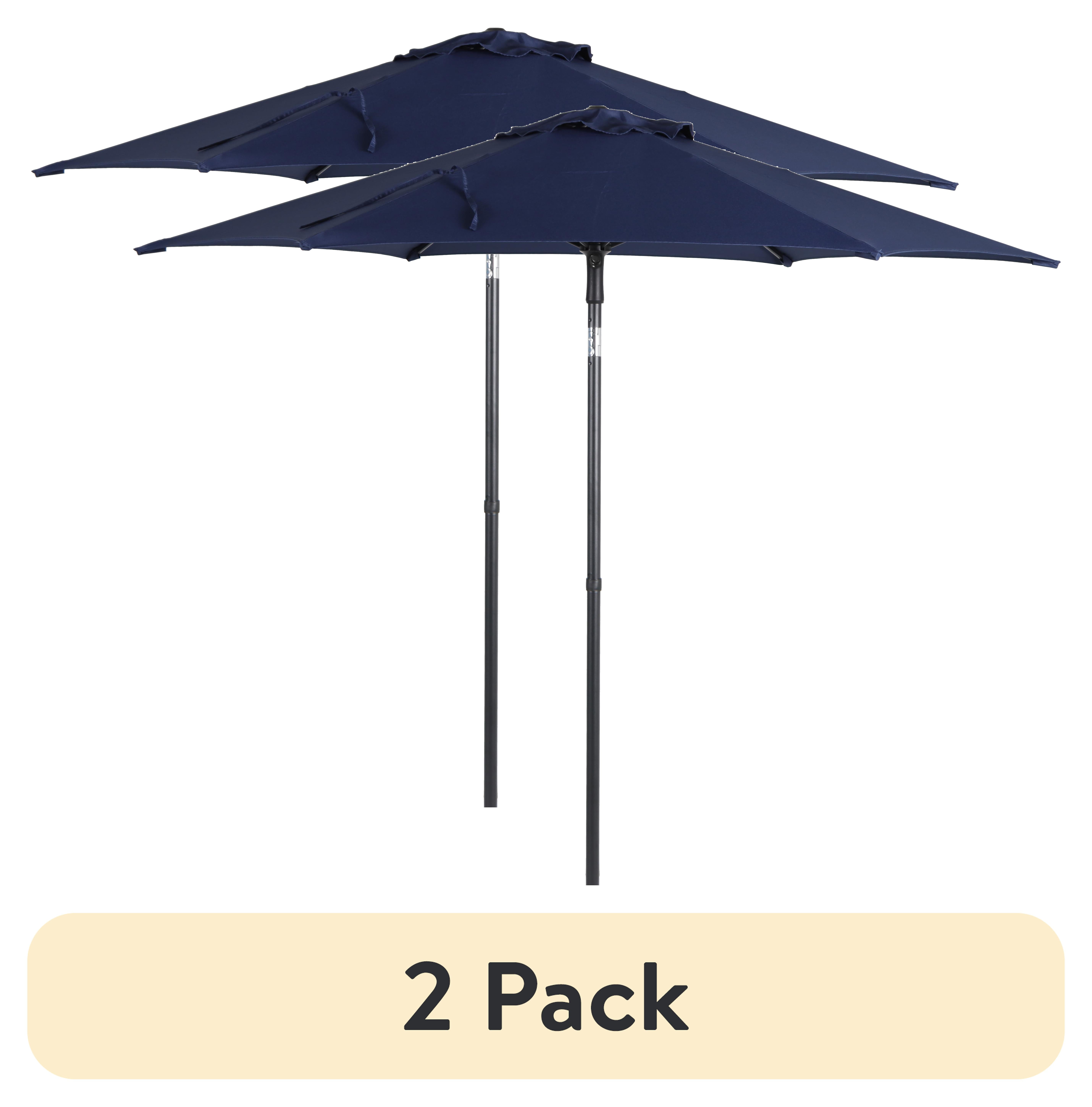 (2 pack) Mainstays 7.5' Navy Push-up and Tilt Market Patio Umbrella