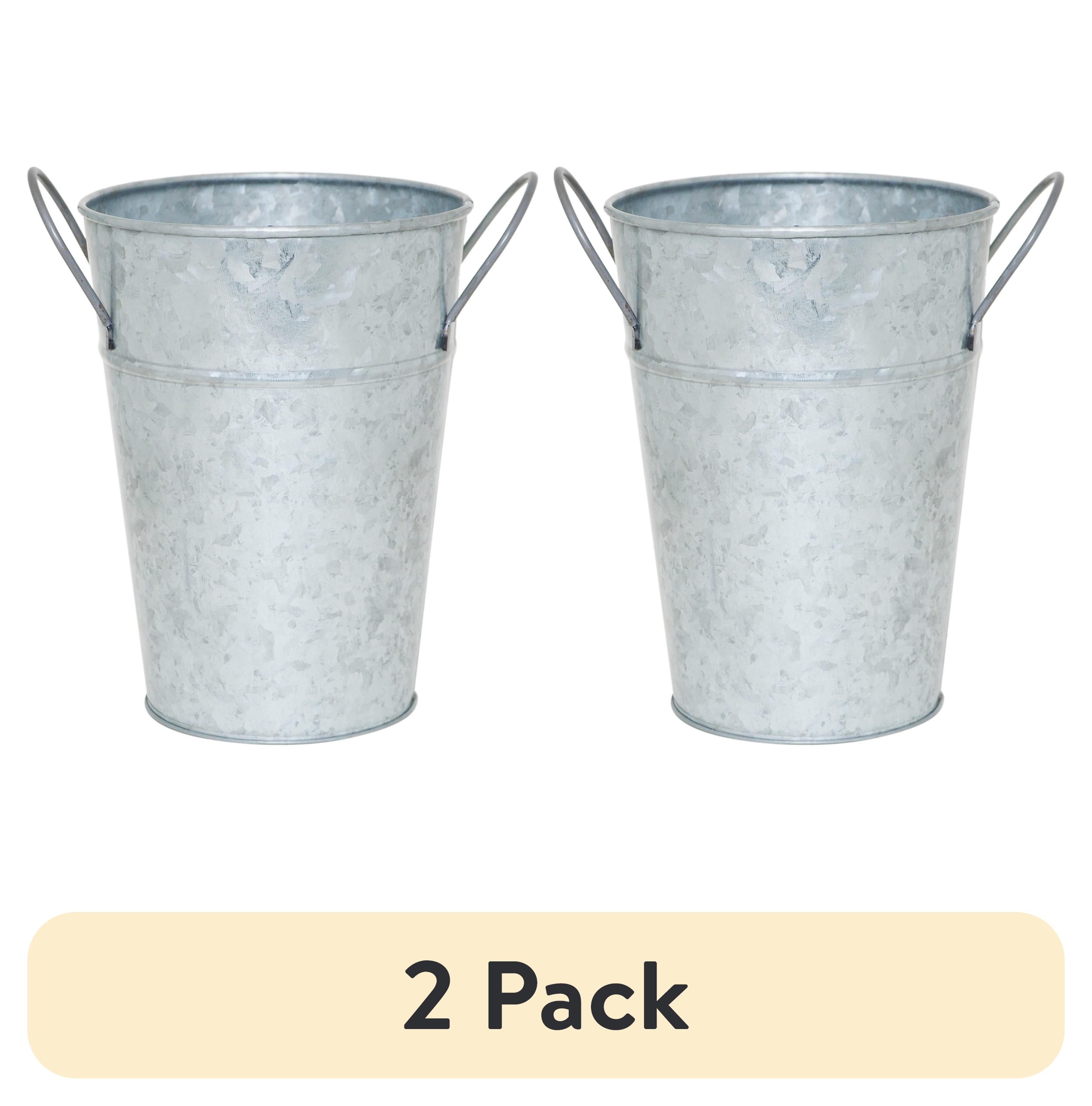 (2 pack) Mainstays Metal Bucket Planter, 7'', High Solid Print Gray